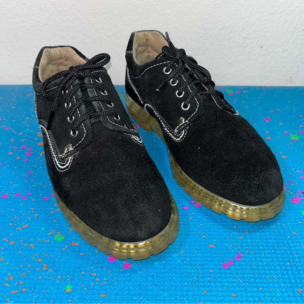 Vintage Crayons diamond Woman Oxford Shoes Size 8 leather suede upper clear sole